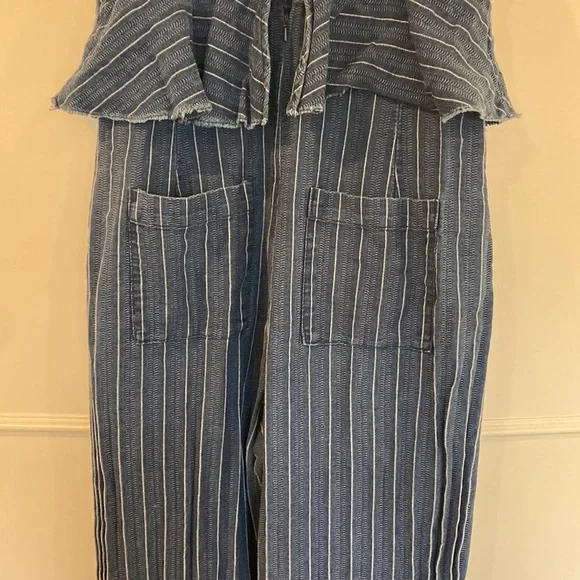 Anthropologie Ett:twa Peplum Striped Denim Jumpsuit Size Small - Picture 11 of 15
